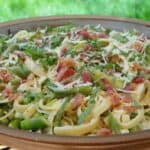 Fettuccine with Peas, Asparagus, and Pancetta