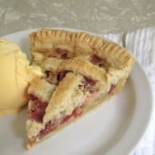 slice of grandma renelt's rhubarb custard pie