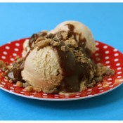 Peanut Butter Ice Cream with Ann's Hot Fudge Sauce