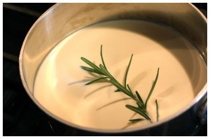 cream and rosemary