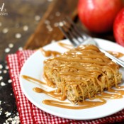 apple oatmeal bars with cinnamon caramel sauce - from a farmgirl's dabbles