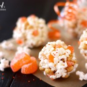 marshmallow popcorn balls, a fun Halloween treat - from a farmgirl's dabbles