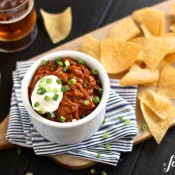 Cheesy Beef Taco Dip - www.afarmgirlsdabbles.com