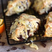 orange and dark chocolate scones with orange glaze - www.afarmgirlsdabbles.com
