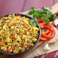 curried cauliflower with israeli cous cous and grains