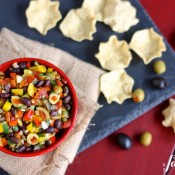 black bean salsa with olives - www.afarmgirlsdabbles.com