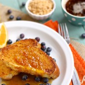 french toast with caramelized cinnamon orange sugar and marmalade syrup