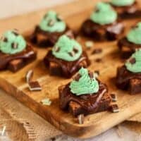 fudgy brownies with chocolate ganache and mint buttercream