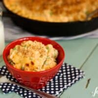 creamy macaroni and cheese with peas