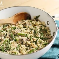 Israeli Couscous with Mushrooms, Shallots, and Asparagus
