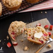 Rhubarb Muffins with Cardamom Crunch Topping