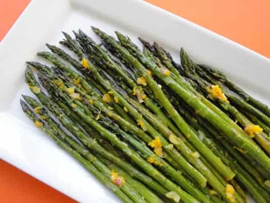 a plate of asparagus