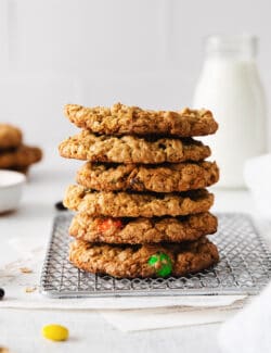 A stack of monster cookies