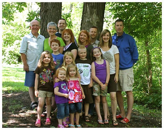 family photo at a campground