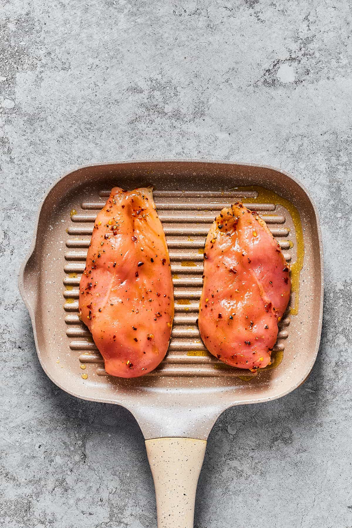 Chicken breasts on a grill pan