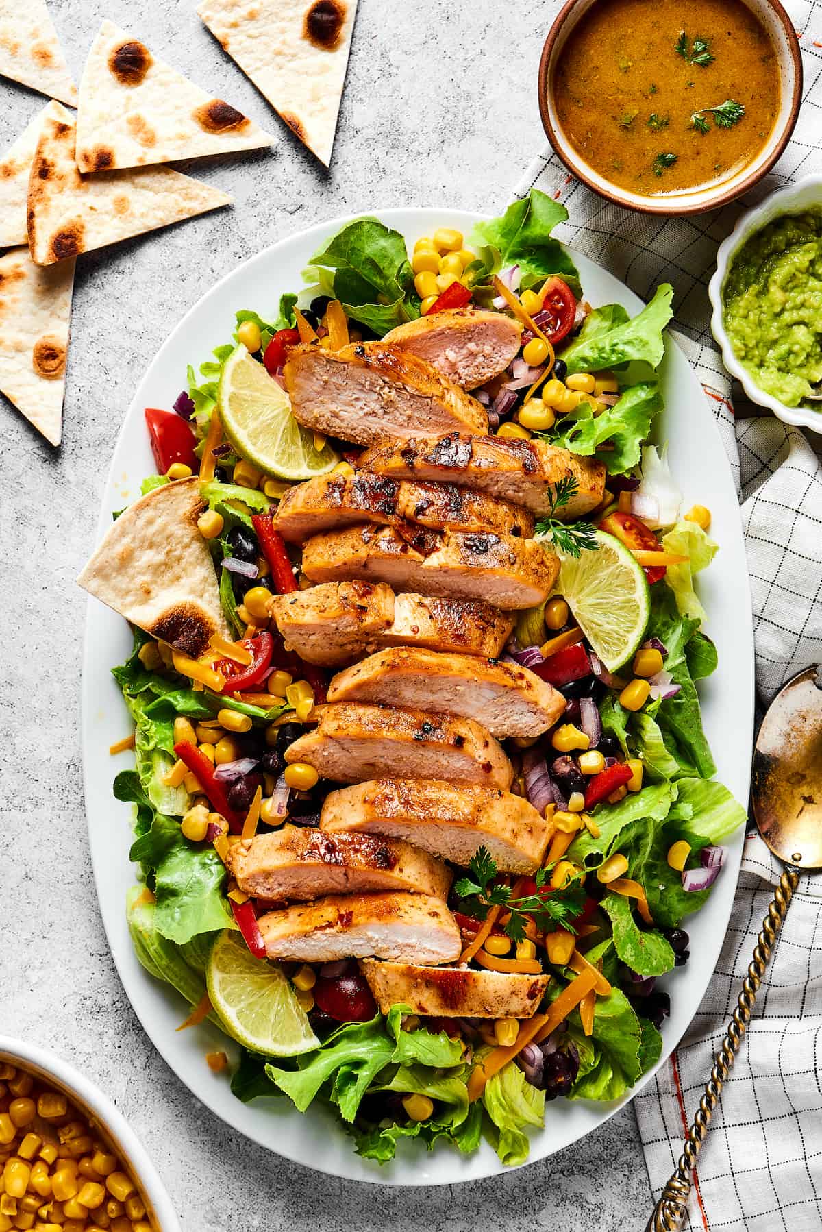 Overhead view of southwest chicken salad