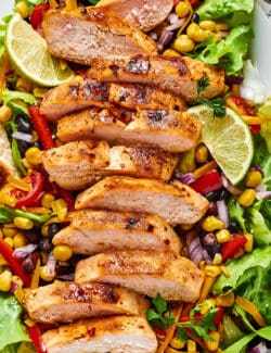Mexican chicken salad on a platter