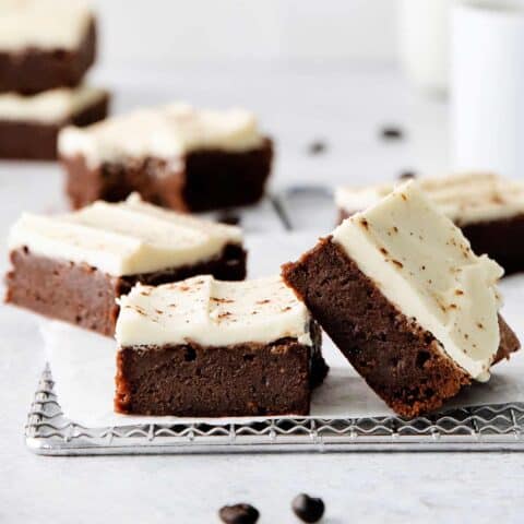 Cappuccino brownies on a serving platter