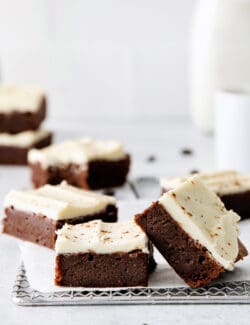 Cappuccino brownies on a serving platter