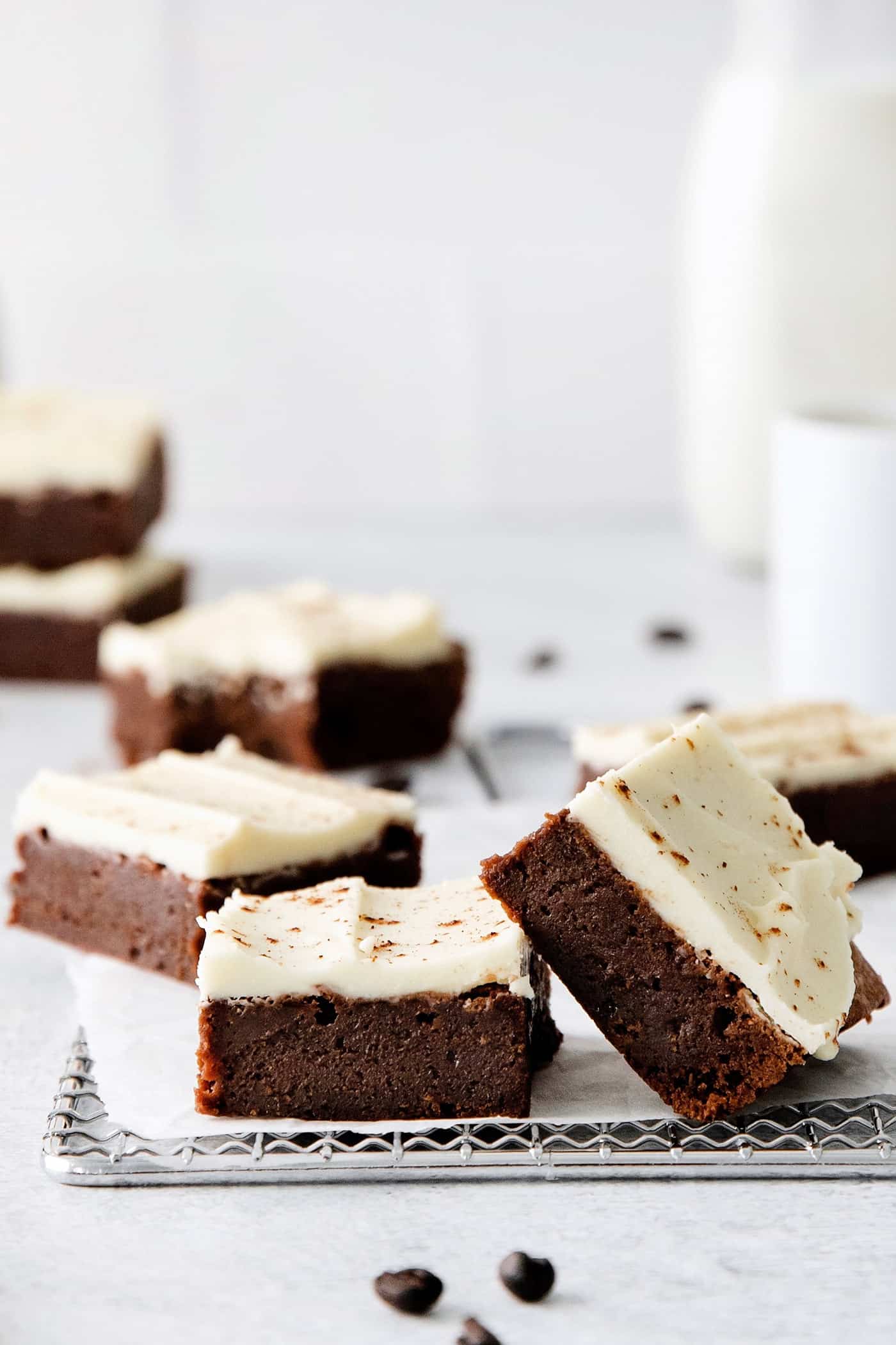 Cappuccino brownies on a serving platter