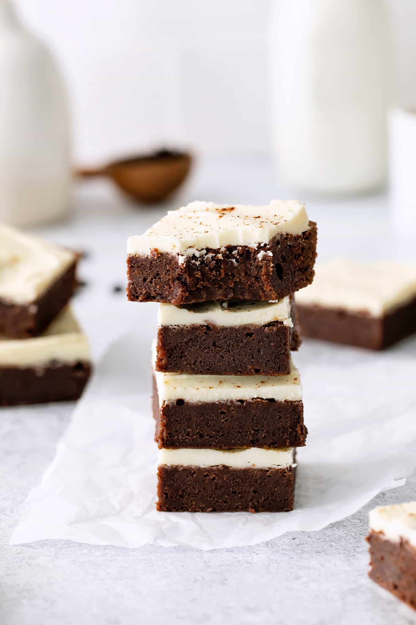 A stack of cappuccino brownies
