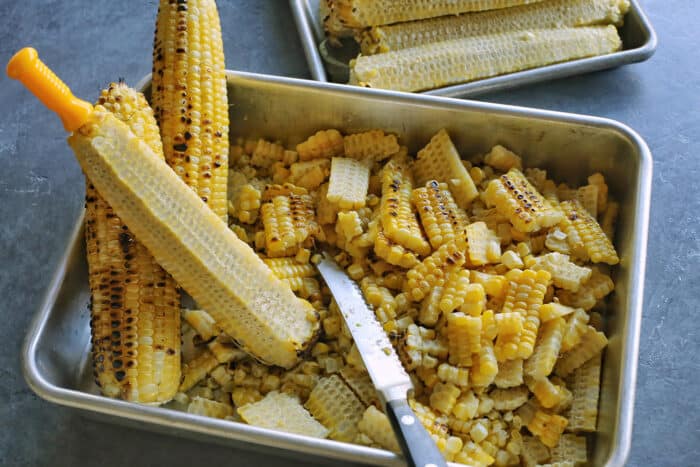 Corn being removed from the cob