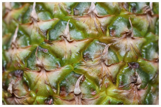 The outside of a pineapple. 