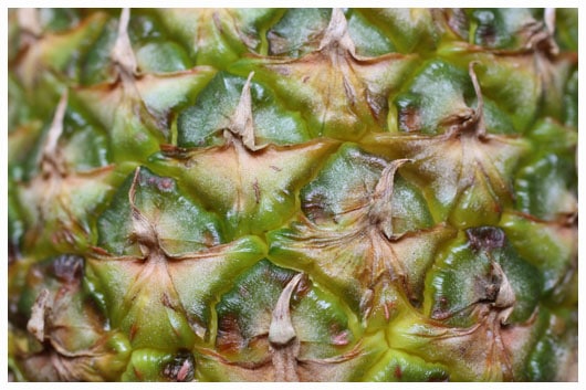 The outside of a pineapple. 