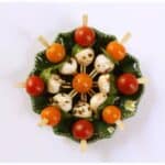 This Caprese kabob recipe is made with fresh tomatoes and mozzarella. So yummy!