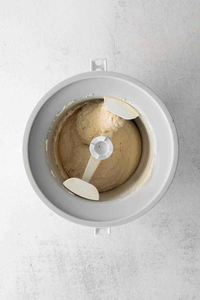 Peanut butter ice cream in a ice cream maker