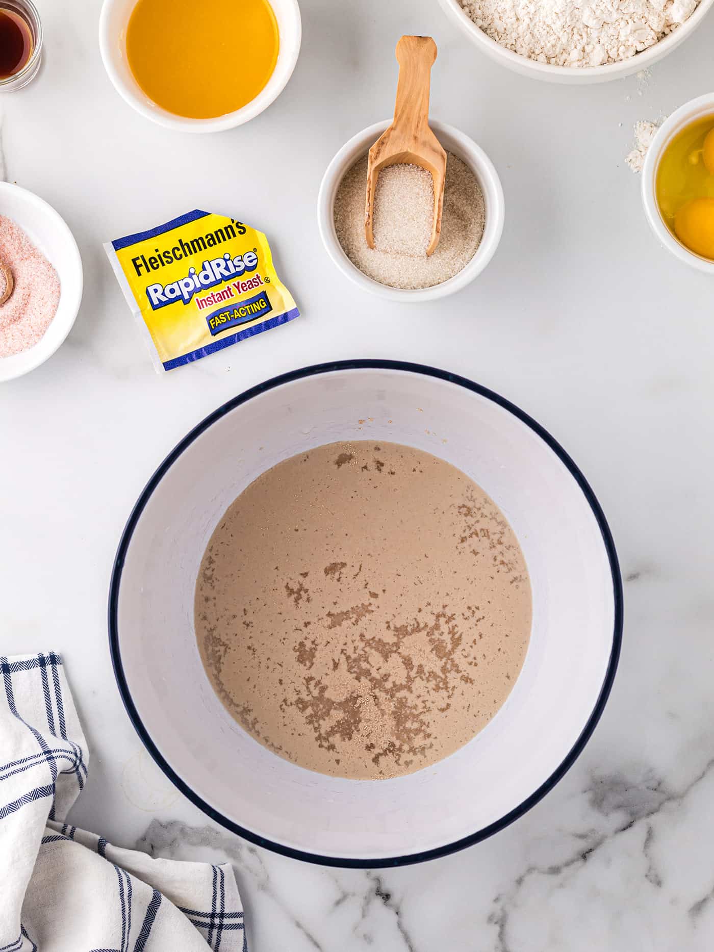 Yeast dissolving in water