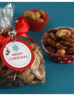 spiced nuts in a gift bag