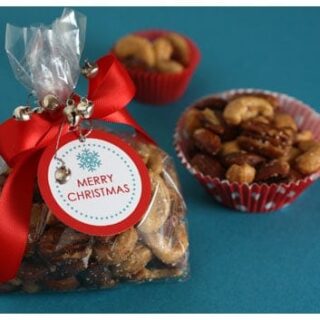 spiced nuts in a gift bag