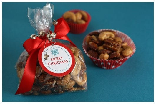 spiced nuts in a gift bag