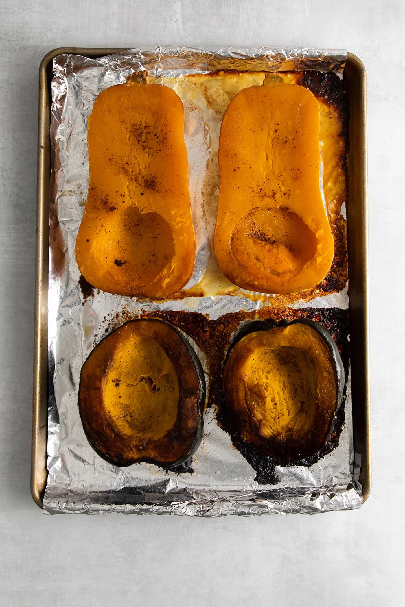 Roasted butternut squash and acorn squash