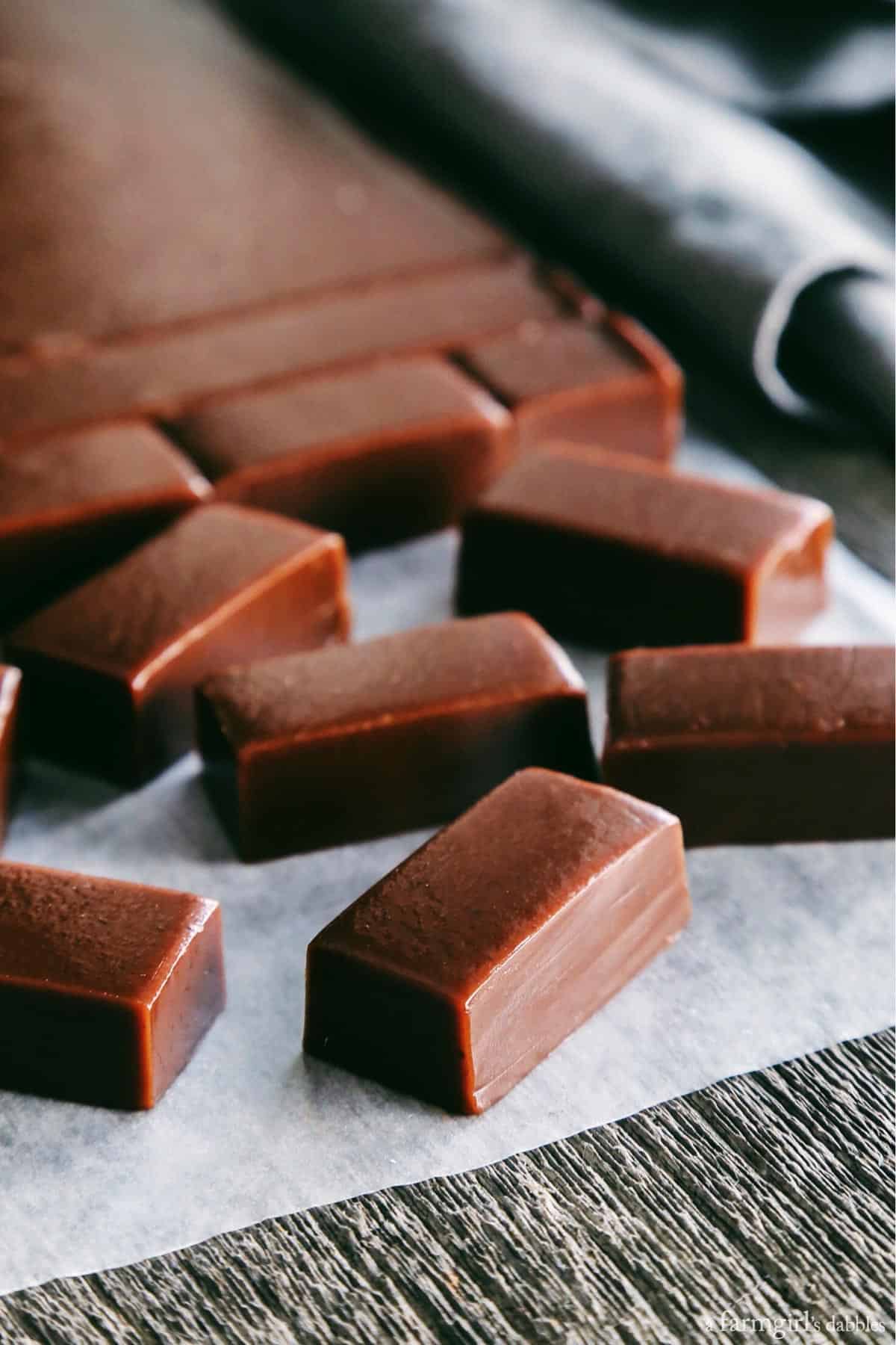 Chocolate Caramels sliced into pieces