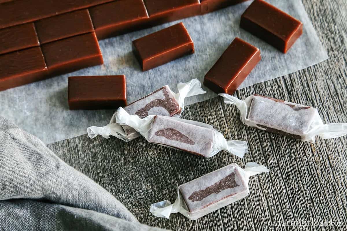 Chocolate Caramels wrapped in wax paper