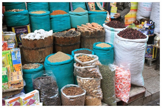 a stand selling spices