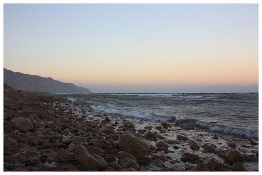 looking north, to the Blue Hole dive spot