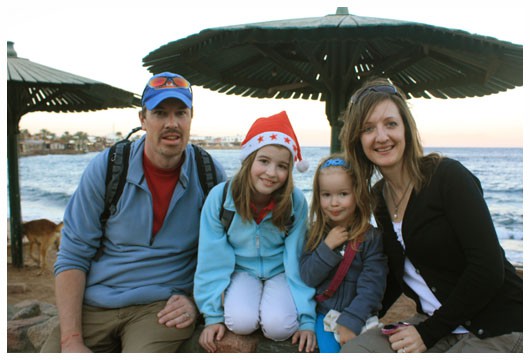 family celebrating Christmas day in Dahab