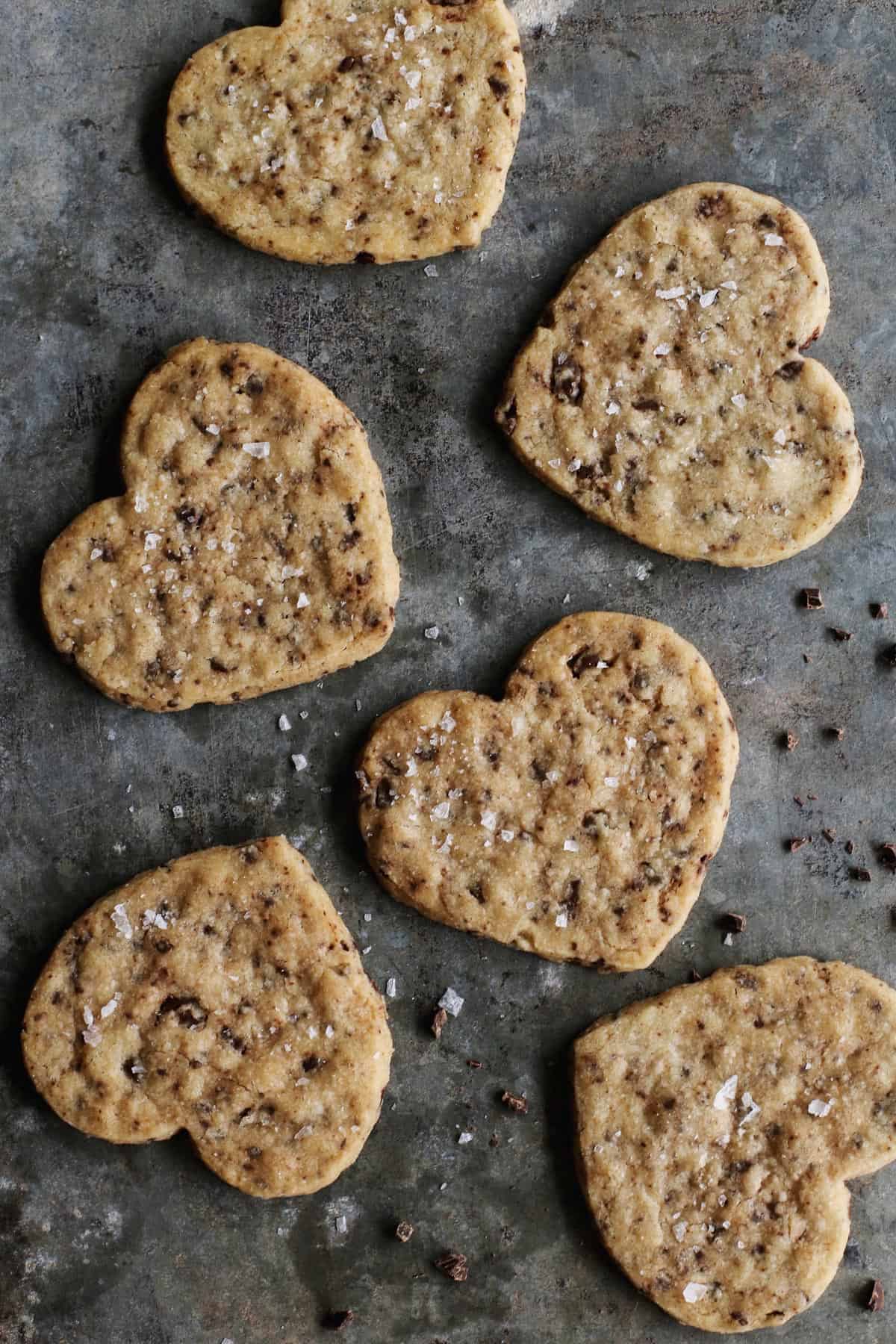 shortbread cookies in the shape of hearts