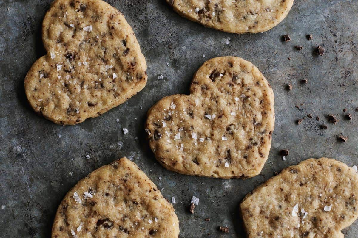 Chocolate Chip Shortbread Cookies on a pan