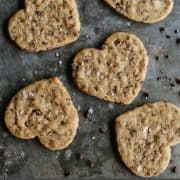 pinterest image of a pan of Chocolate Chip Shortbread Cookies