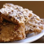 a white plate with graham caramel squares