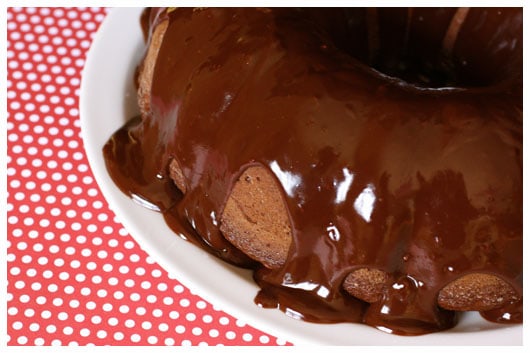 a chocolate bundt cake with chocolate frosting