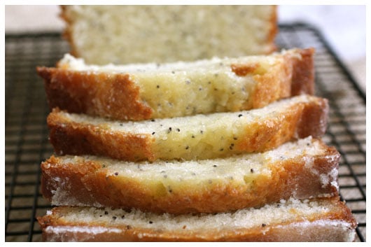 Top view of Orange Glazed Quick Bread slices