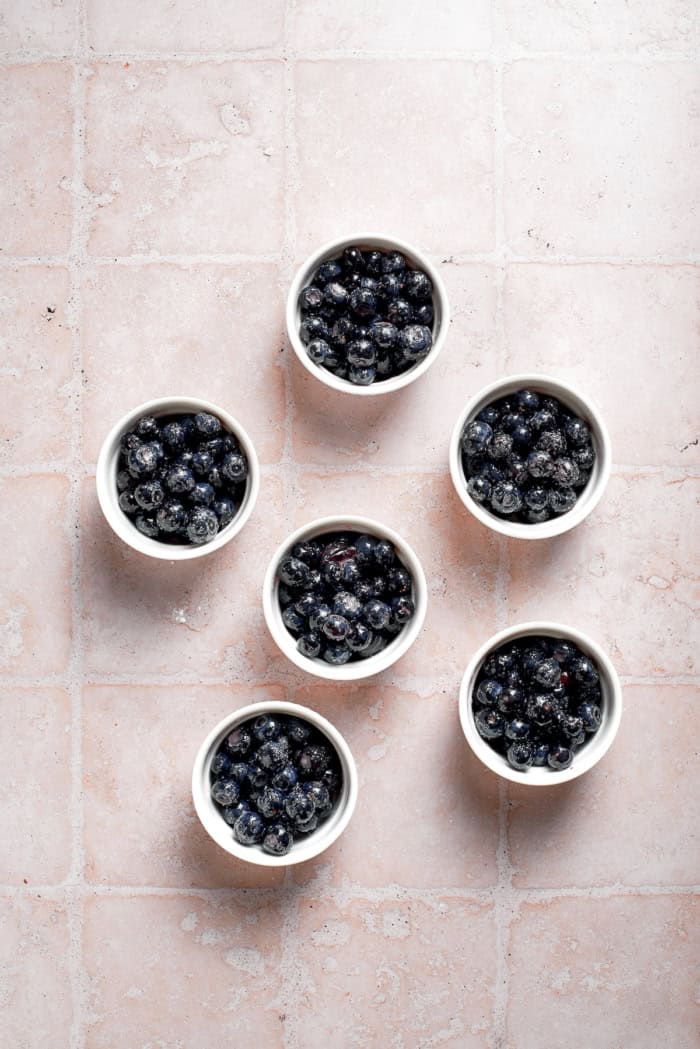 Blueberry filling in ramekins.