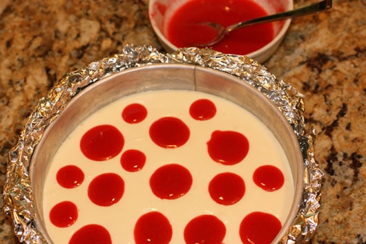 cheesecake with raspberry dots