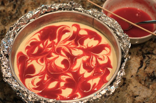 cheesecake with raspberry swirl