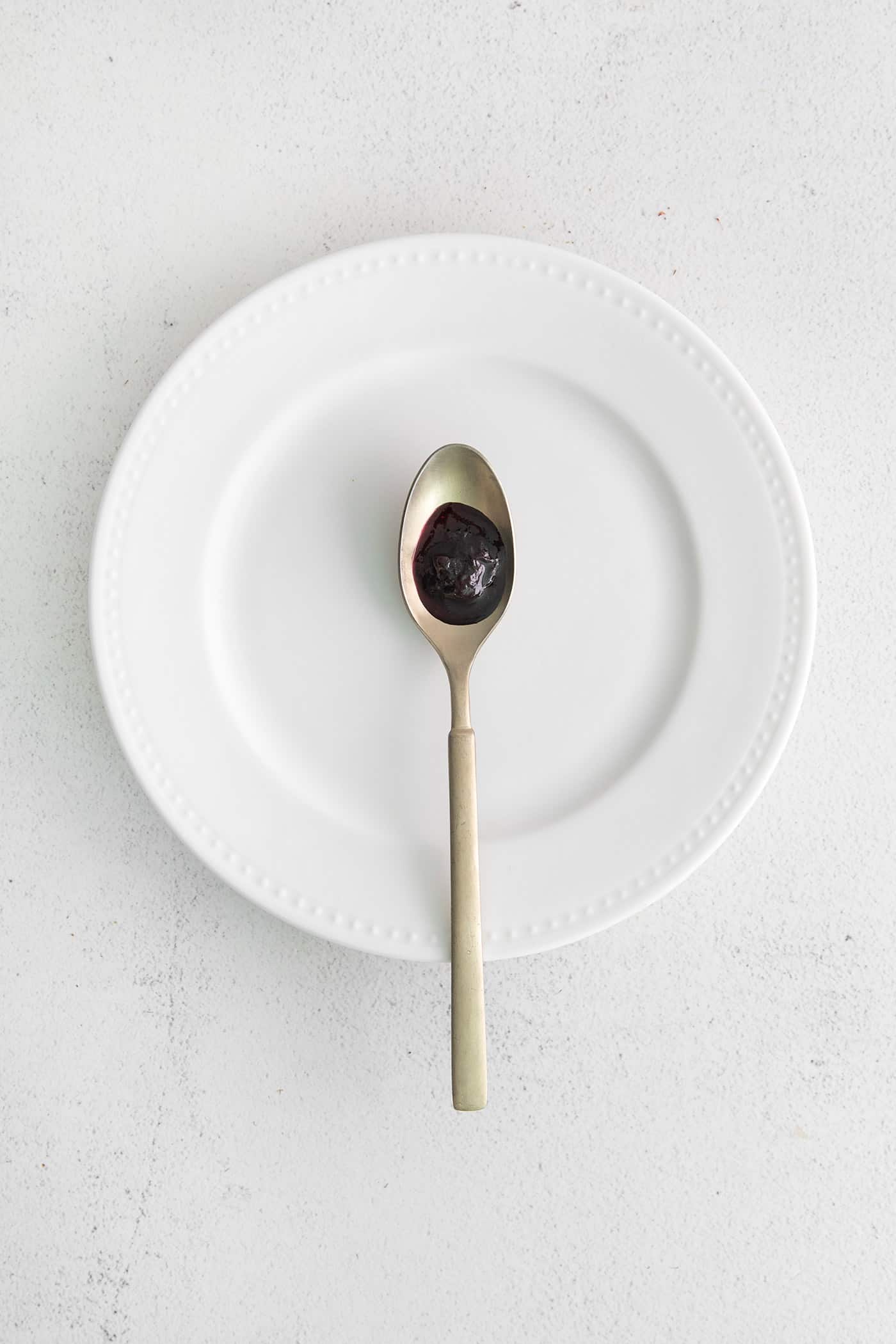 Blueberry jam on a spoon